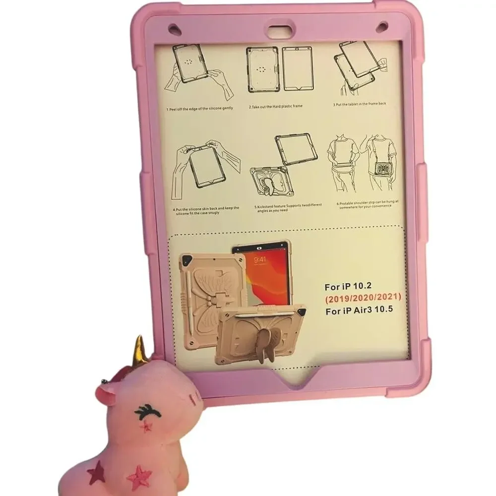 Pink Butterfly iPad Case w/ Strap & Kickstand iPad Air 3 10.5, 2019 2020 2021